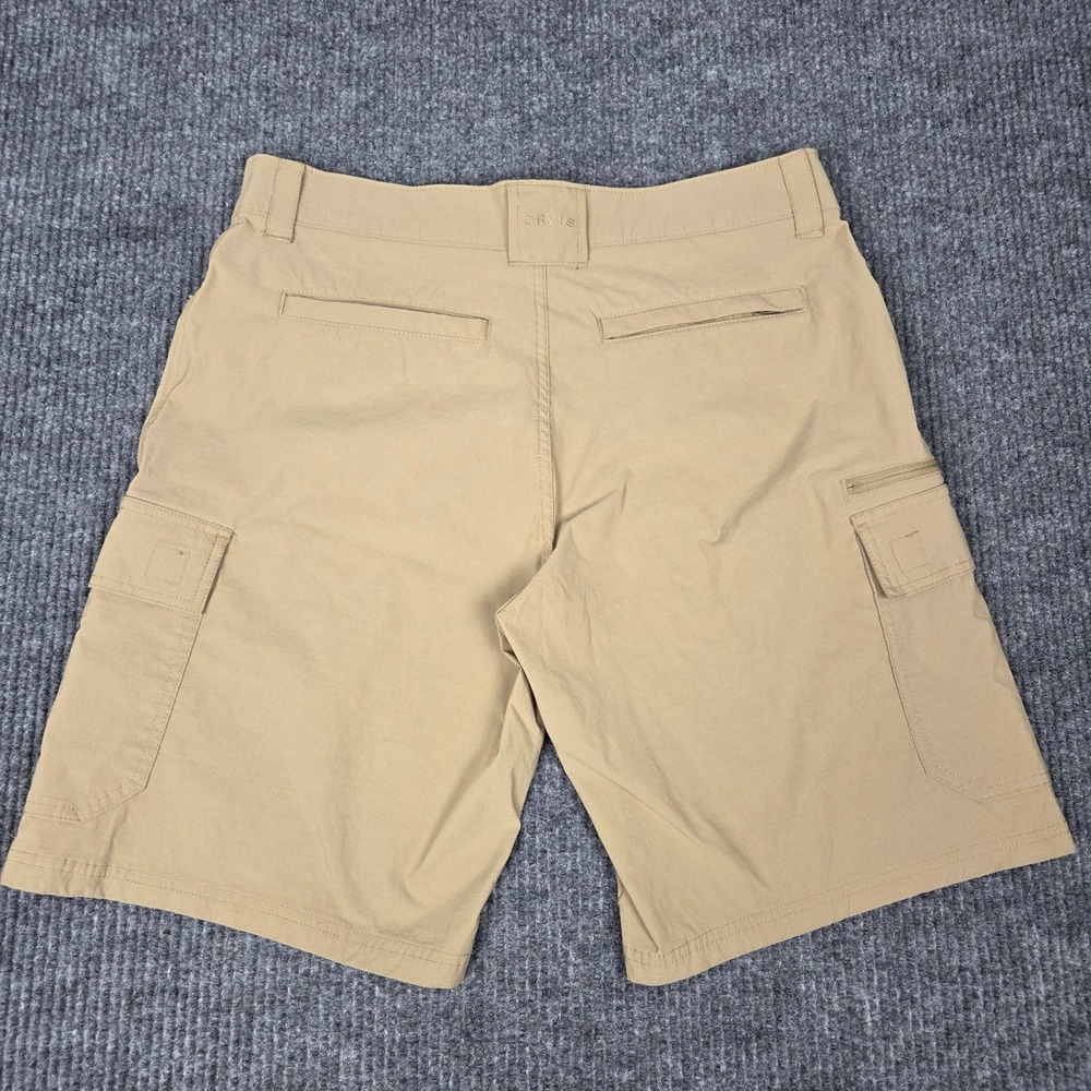 Orvis Mens Tech Cargo Shorts Tan Khaki Stretch Hiking Outdoor Size 32 26997